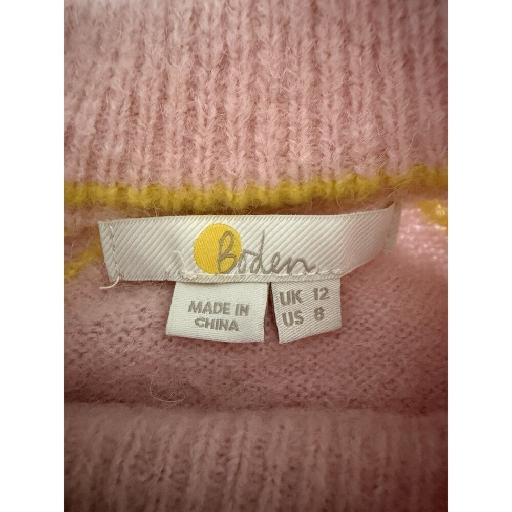 Boden Blouse n sleeve fluffy Sweater argyle Sz 8 - Picture 3 of 5